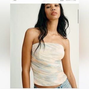 Zara STRAPLESS TULLE TOP S (thj2)